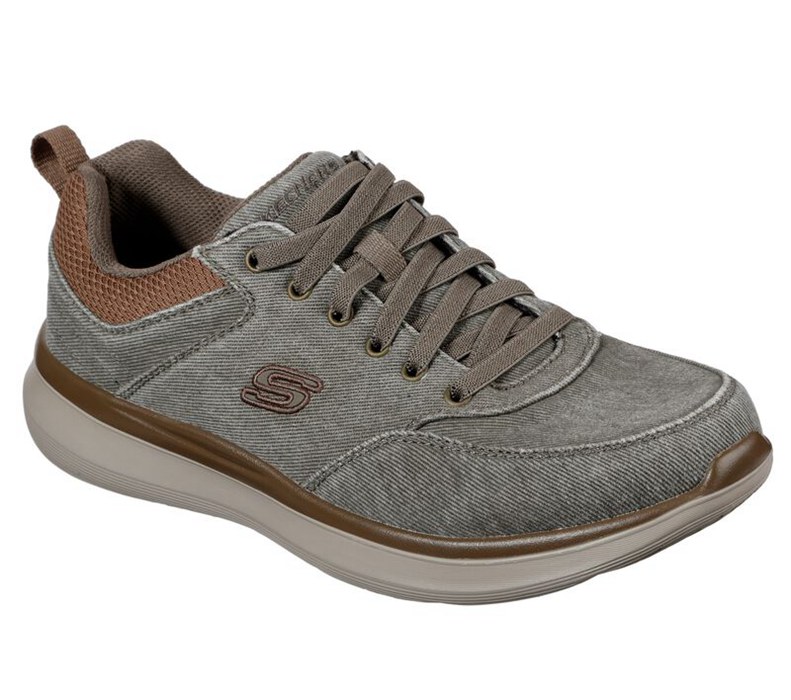 Skechers Herr Khaki Slip On - Delson 2.0 - Kemper - Sverige (TOUPY-0157)